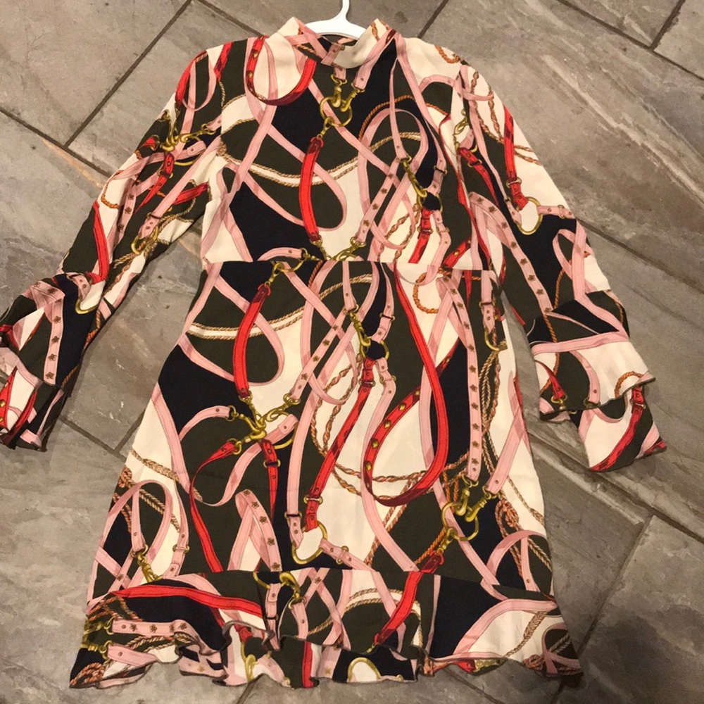 Zara NWT Belt Print Midi Dress- SOLD ON MERCARI